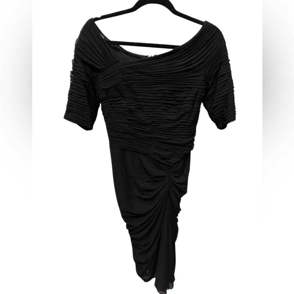 Tadashi Shoji Elegant Black Ruched Dress size M
